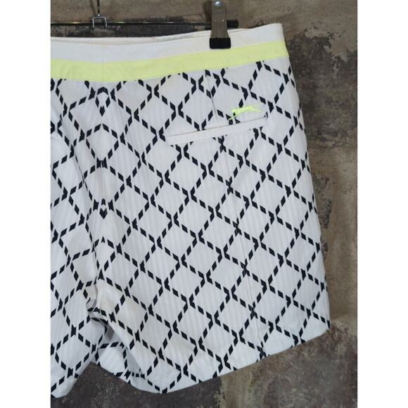 Slazenger Shorts Woman's 8 Golf  Hydro-Dri White Black Yellow Diamond Preppy - Picture 7 of 11